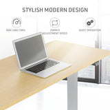 Fortia Sit To Stand Up Standing Desk, 140x60cm, 72-118cm Electric Height Adjustable, 70kg Load, White Oak Style/Silver Frame