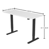 Fortia Sit To Stand Up Standing Desk, 120x60cm, 72-118cm Electric Height Adjustable, 70kg Load, White/Black Frame