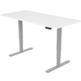 Fortia Sit To Stand Up Standing Desk, 160x75cm, 62-128cm Electric Height Adjustable, Dual Motor, 120kg Load, White/Silver Frame