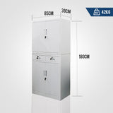 FORTIA Stationery Cabinet Office Home Storage Metal Lockable 4 Door Cupboard Drawers