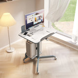 Mobile Home Office Sit and Stand Desk With Tilting Desktop