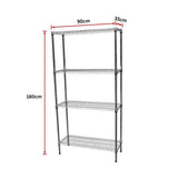 Modular Chrome Wire Storage Shelf 900 x 350 x 1800 Steel Shelving